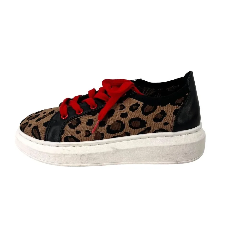 Forever 21 Decent Leopard Print Red Lace Sneaker Shoes Womens Size 8